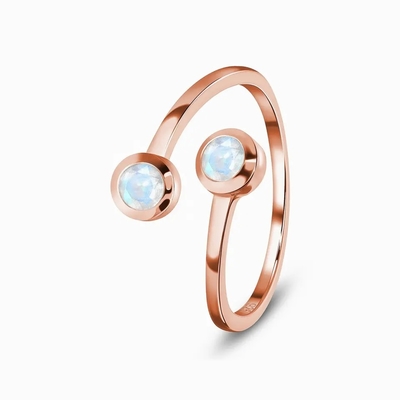 Forma redonda da joia ajustável de 925 Sterling Silver Faceted Rainbow Moonstone