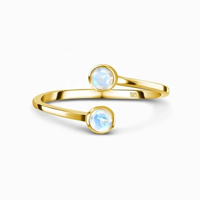 Forma redonda da joia ajustável de 925 Sterling Silver Faceted Rainbow Moonstone