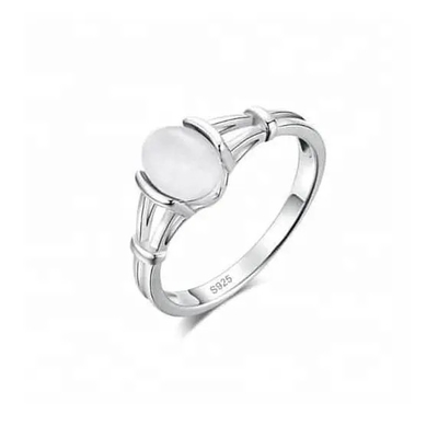 925 sólido bonito Sterling Silver Ring, pedra preciosa oval Ring For Girls de Moonstone do corte