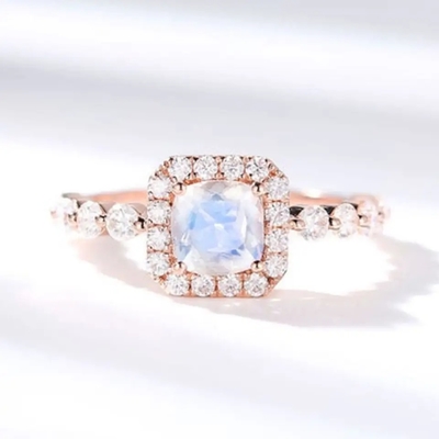 925 sólido bonito Sterling Silver Ring, pedra preciosa oval Ring For Girls de Moonstone do corte