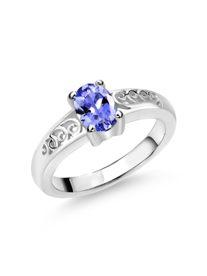 Natureza 0,5 ct em volta do anel do halo de Tanzanite em Sterling Silver Engagement Ring