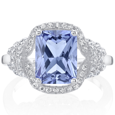 Natureza 0,5 ct em volta do anel do halo de Tanzanite em Sterling Silver Engagement Ring