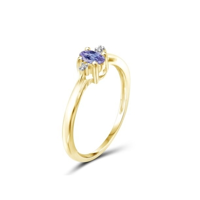 0,25 quilates Tanzanite 0,925 Sterling Silver Ring Jewelry com Diamond Accent branco