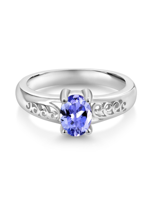 0,25 quilates Tanzanite com Sterling Silver Ring Jewelry com Diamond Accent branco