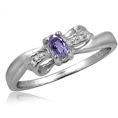 0,25 quilates Tanzanite com Sterling Silver Ring Jewelry com Diamond Accent branco
