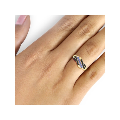 1 quilate Tanzanite e acento Diamond Sterling Silver Engagement Ring branco