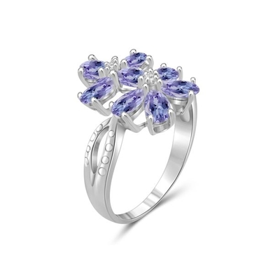De quilate T.G.W. Tanzanite Sterling Silver Semi-Eternity Engagement Ring das mulheres de Miabella o 4/5