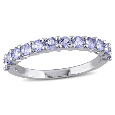 Ross-Simons 2,50 ct. t.w. Tanzanite e .20 ct. t.w. Anel branco do zircão em Sterling Silver