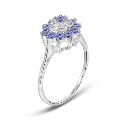 Ross-Simons 2,50 ct. t.w. Tanzanite e .20 ct. t.w. Anel branco do zircão em Sterling Silver