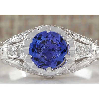 o coxim de 2 ct cortou o anel do halo de Tanzanite em Sterling Silver - aliança de casamento feito a mão