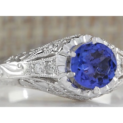 o coxim de 2 ct cortou o anel do halo de Tanzanite em Sterling Silver - aliança de casamento feito a mão