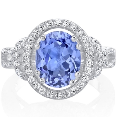 Anel simulado natural de Tanzanite em Sterling Silver - anel de noivado alternativo artística - aliança de casamento feito a mão
