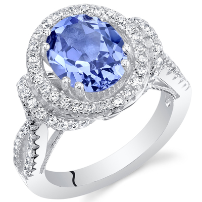 Anel simulado natural de Tanzanite em Sterling Silver - anel de noivado alternativo artística - aliança de casamento feito a mão