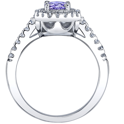 anel retangular do octógono de 1ct Tanzanite no chapeamento de ouro 18K branco de prata de Sterling sobre a prata