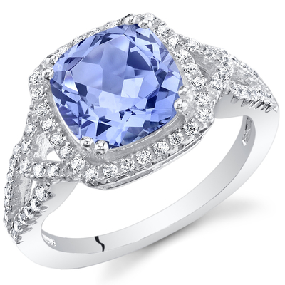 anel retangular do octógono de 1ct Tanzanite no chapeamento de ouro 18K branco de prata de Sterling sobre a prata
