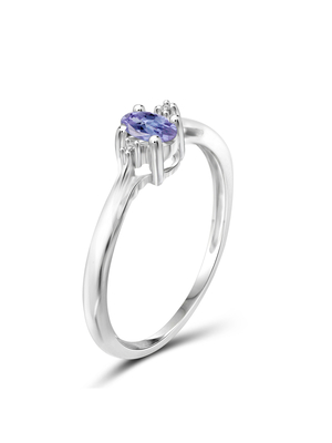 Gem Stone King 0,18 Ct Tanzanite azul 925 Sterling Silver Ring com os dentes do ouro 10K amarelo soa