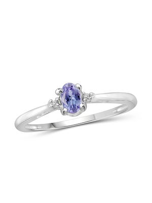 Gem Stone King 0,18 Ct Tanzanite azul 925 Sterling Silver Ring com os dentes do ouro 10K amarelo soa