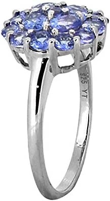 5.12 CTW Natural Flower Shape Blue Tanzanite And Diamond Ring In 14K White Gold