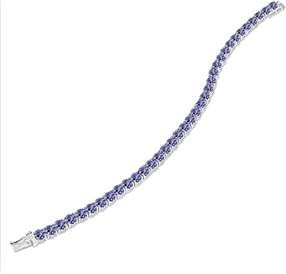 24,70 CTW ouro branco contínuo natural de Tanzanite e de Diamond Bracelet In 14K