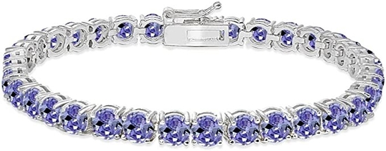 24,70 CTW ouro branco contínuo natural de Tanzanite e de Diamond Bracelet In 14K