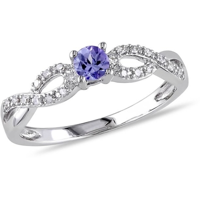 1,5 chapeamento de ouro branco natural de Ring In 18K do acoplamento de Tanzanite do quilate sobre a prata