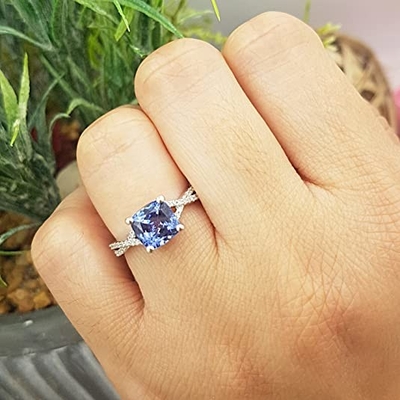 1,5 chapeamento de ouro branco natural de Ring In 18K do acoplamento de Tanzanite do quilate sobre a prata