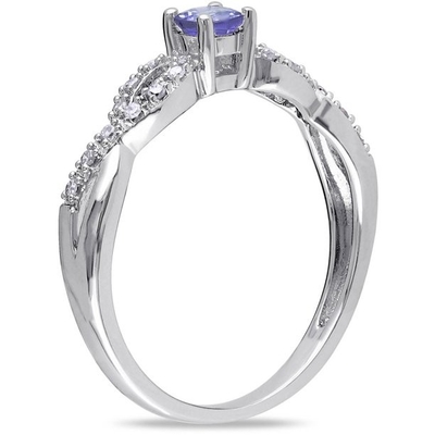 1,5 chapeamento de ouro branco natural de Ring In 18K do acoplamento de Tanzanite do quilate sobre a prata
