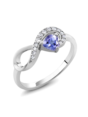 6,02 CTW ouro branco contínuo azul natural de Tanzanite e de Diamond Ring 18K