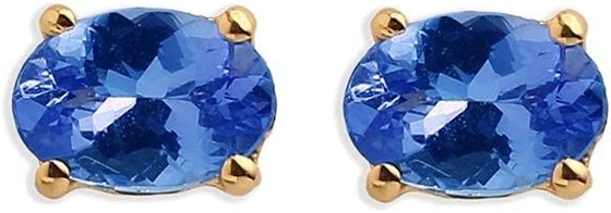 14k White Gold Oval Genuine Natural Tanzanite Earrings with Diamonds