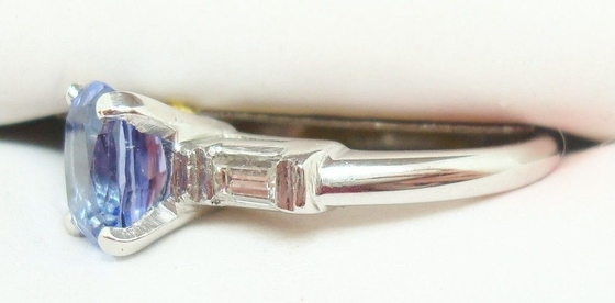 anel natural genuíno oval de Tanzanite do ouro 14k branco com diamantes