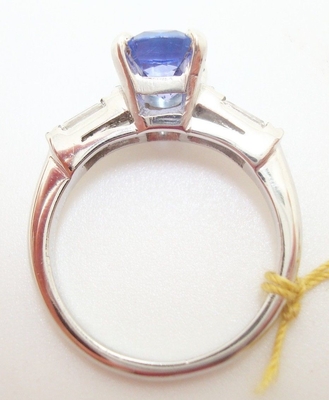 anel natural genuíno oval de Tanzanite do ouro 14k branco com diamantes