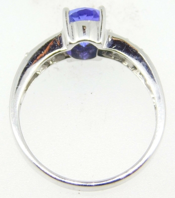 anel natural genuíno oval de Tanzanite do ouro 14k branco com diamantes