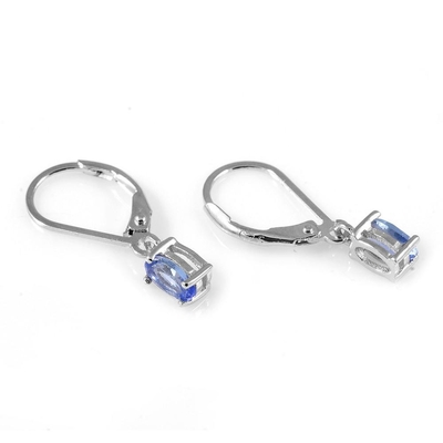 sólido 925 Sterling Silver genuíno puro real da joia atural de pedra preciosa do grampo do brinco de Tanzanite
