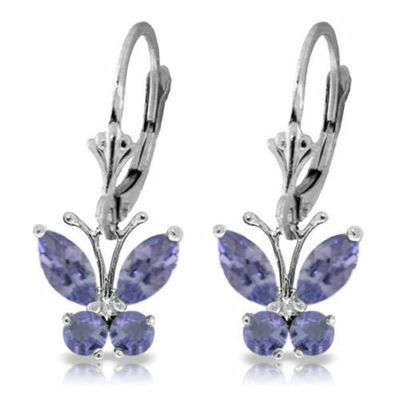 sólido 925 Sterling Silver genuíno puro real da joia atural de pedra preciosa do grampo do brinco de Tanzanite