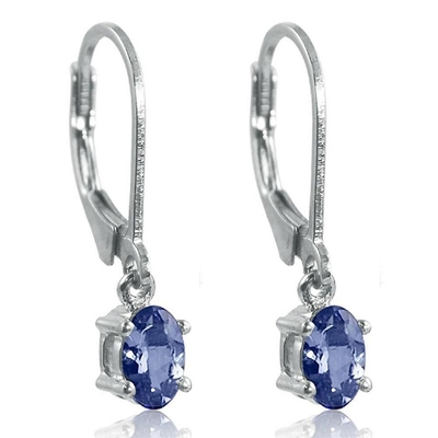 sólido 925 Sterling Silver genuíno puro real da joia atural de pedra preciosa do grampo do brinco de Tanzanite