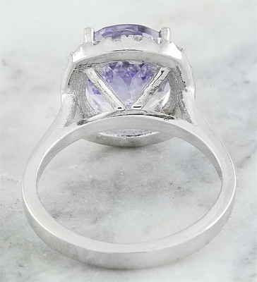 6,02 CTW ouro branco contínuo azul natural de Tanzanite e de Diamond Ring 18K