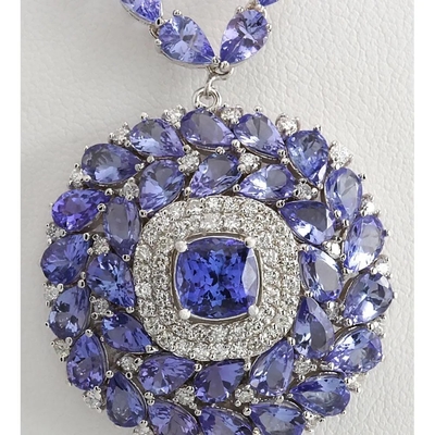13,80 CTW ouro branco natural de Tanzanite e de Diamond Necklace In 14K