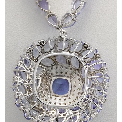 13,80 CTW ouro branco natural de Tanzanite e de Diamond Necklace In 14K
