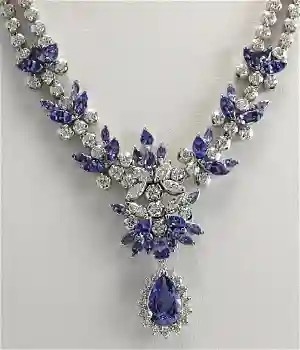 13,80 CTW ouro branco natural de Tanzanite e de Diamond Necklace In 14K