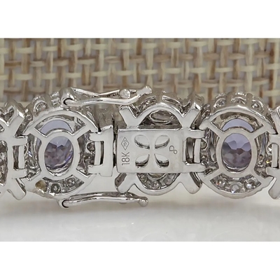 24,70 CTW ouro branco contínuo natural de Tanzanite e de Diamond Bracelet In 14K