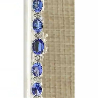 11,80 CTW ouro branco contínuo natural de Tanzanite e de Diamond Bracelet In 14k