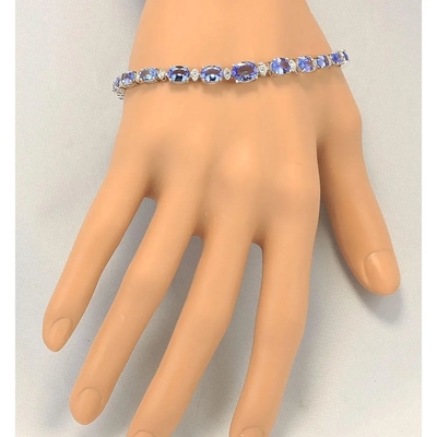 11,80 CTW ouro branco contínuo natural de Tanzanite e de Diamond Bracelet In 14k