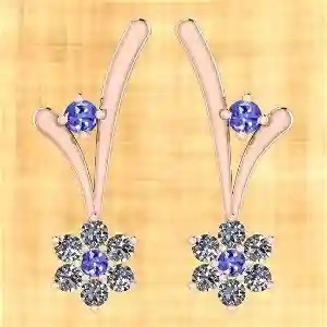 7,82 CTW ouro amarelo contínuo natural de Tanzanite e de Diamond Earrings 14K