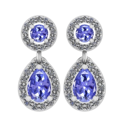 Anel Sterling Silver Ring Jewelry de JewelersClub Tanzanite do projeto da flor do ramo de 0,5 quilates com Diamond Accent branco