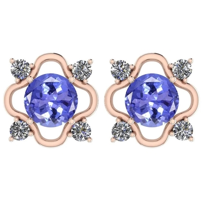 Anel Sterling Silver Ring Jewelry de JewelersClub Tanzanite do projeto da flor do ramo de 0,5 quilates com Diamond Accent branco