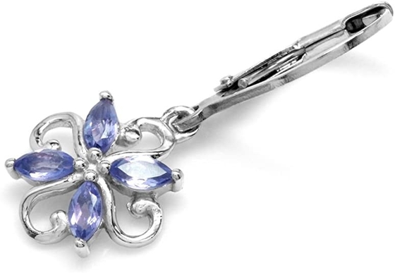 Anel Sterling Silver Ring Jewelry de JewelersClub Tanzanite do projeto da flor do ramo de 0,5 quilates com Diamond Accent branco
