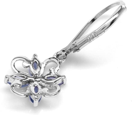 Anel Sterling Silver Ring Jewelry de JewelersClub Tanzanite do projeto da flor do ramo de 0,5 quilates com Diamond Accent branco