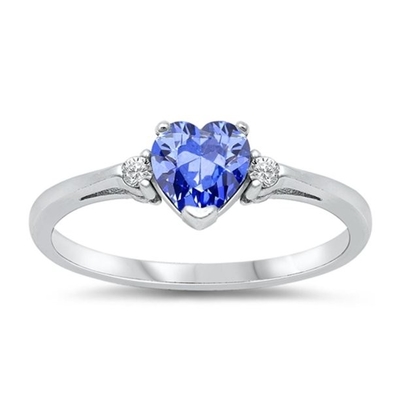 Quilate Tanzanite 0,925 Sterling Silver Ring Jewelry With Diamond Accent branco