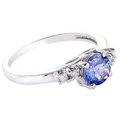 Anel Sterling Silver Ring Jewelry de JewelersClub Tanzanite do projeto da flor com Diamond Accent branco