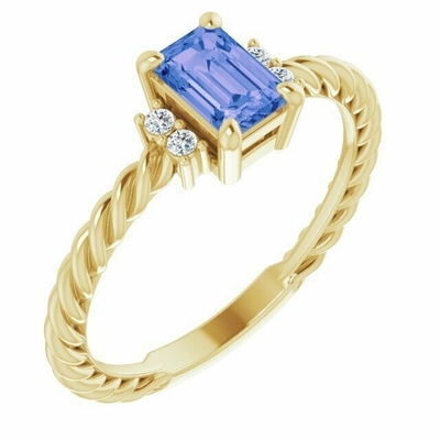 Quilate Tanzanite 0,925 Sterling Silver Ring Jewelry With Diamond Accent branco